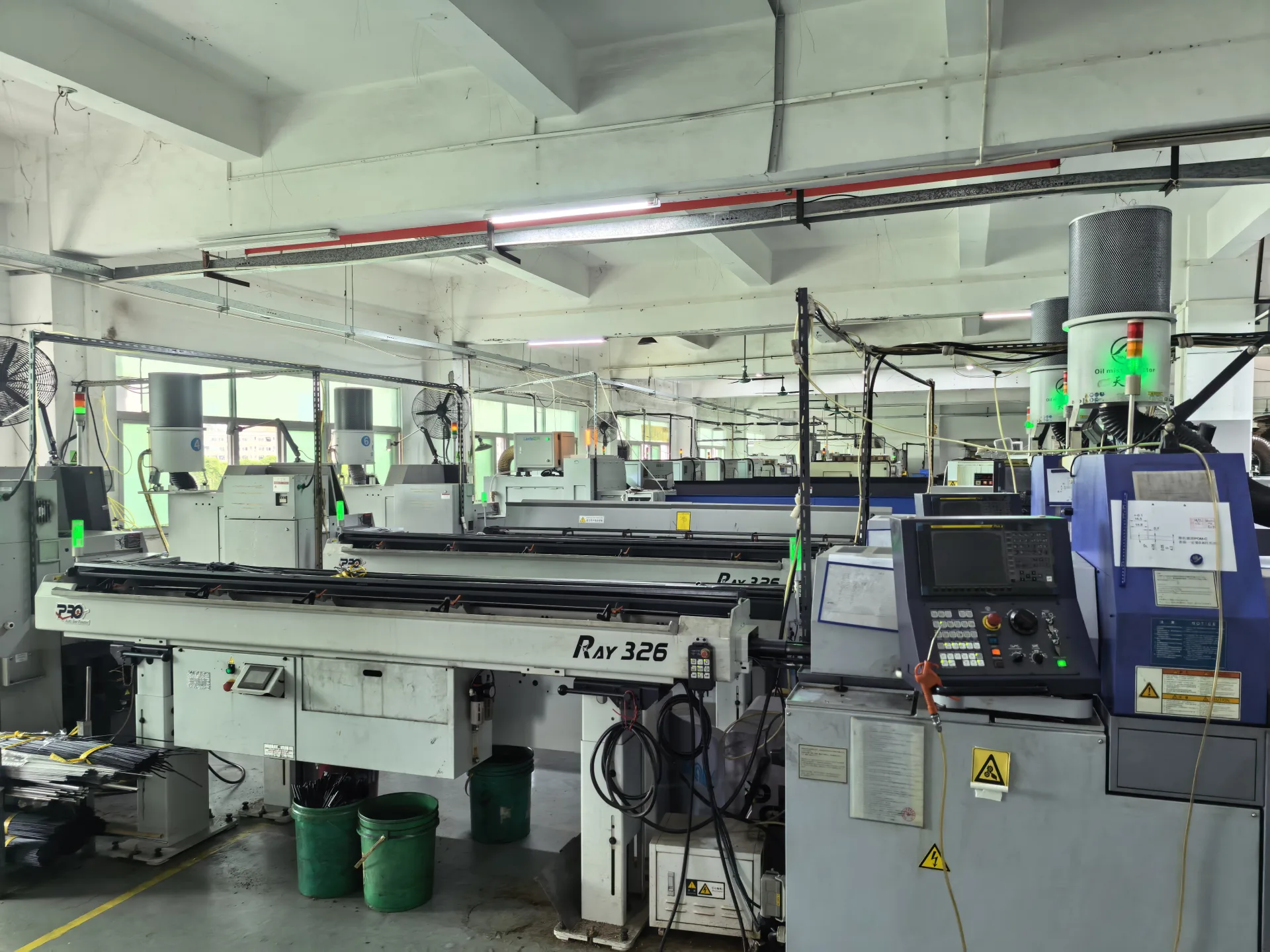 CNC lathe workshop with multiple machines